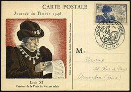 FRANKREICH 1945 (13.10.) SSt: DIJON /JOURNÈE DU TIMBRE (Reiter) Auf EF 2 + 3 F. "Tag Der Briefmarke" (= Louis XI. - Giornata Del Francobollo