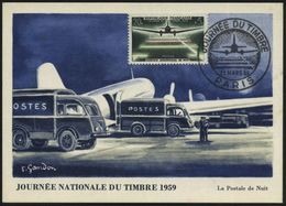 FRANKREICH 1959 (21.03) SSt. PARIS/JOURNEE DU TIMBRE (Postflugzeug) Auf 20 F. "Tag Der Briefmarke" (Nachtluftpost), ET-M - Dag Van De Postzegel