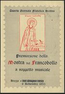 ITALIEN 1953 (6.9.) SSt: AREZZO/GIORNATA FILATELICA ARETINA = Tag Der Briefmarke , Zweifarbige Inl.-Sonder-Kt.: Hl. Guid - Giornata Del Francobollo