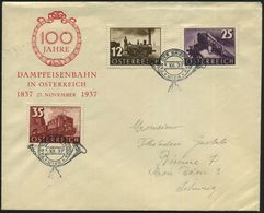 ÖSTERREICH 1937 (11.12.) SSt.: WIEN/TAG DER BRIEFMARKE In Posthorn-Form 2x Auf Kompl. Satz "100 Jahre Österr. Eisenbahn" - Dag Van De Postzegel