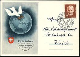 SCHWEIZ 1945 (2.12.) SSt: BERN TAG DER BRIEFMARKE (3 Bären) Klar Gest. Inl.-Sonder-Kt.: "Tag Der Briefmarke 1945"  (Pen. - Giornata Del Francobollo