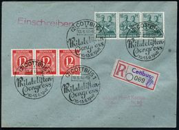 (2) COTTBUS 1/ A/ Philatelisten-/ Congress 1948 (13.6.) SSt 4x + Provis. RZ: Cottbus/b (viol. 1L + Hs. UB Auf Blanco-RZ  - Filatelistische Tentoonstellingen