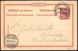 FRANKFURT/ (MAIN)/ XII.DEUTSCHER PHILATELISTENTAG 1900 (29.7.) SSt Auf Ausl.-P 10 Pf. Adler Frageteil (Mi.P 27 F) Klar G - Philatelic Exhibitions