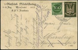 WUNSIEDEL/ BAYERN/ 1.OBERFRÄNK.PHILATELISTENTAG 1923 (11.8.) Seltener Infla-SSt (teils Etw.undeutl.) Nach-gesandte, Selt - Filatelistische Tentoonstellingen