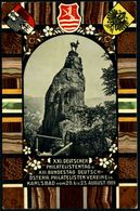 ÖSTERREICH 1909 (22.9.) PP 3 H. KFJ-Jubil., Viol.: XX./PHILATELISTENTAG../KARLSBAD = Gemse (u. Wappen) + Viol. MWSt.: KA - Esposizioni Filateliche