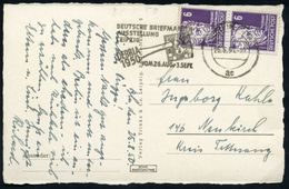 BERLIN N4/ Ac/ DEUTSCHE BRIEFMARKEN/ AUSSTELLUNG/ LEIPZIG/ DEBRIA.. 1950 (25.8.) MWSt = 100 Jahre "Sachsen-Marke" = Sach - Expositions Philatéliques