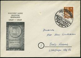 (22a) DUISBURG 1/ Hundert Jahre/ Briefmarken/ Jubil.-Ausst./ Ruhrposta 1949 (1.11.) SSt Auf Jubil.-SU: RUHR-POSTA.. HUND - Exposiciones Filatélicas