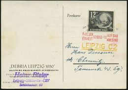 LEIPZIG C 2/ ..FRIEDEN AUFBAU/ EINHEIT WOHLSTAND 1950 (10.10.) Seltener, Dreifarbiger SSt "Schwarz, Rot, Gelb", EF 12 +  - Briefmarkenausstellungen