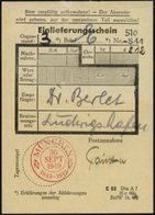 MÜNCHEN/ 1849-1949 1949 (30.9.) Roter SSt, Alte Bayernform = 100 Jahre Briefmarke Klar A. R-Einlieferungsschein, Seltene - Exposiciones Filatélicas