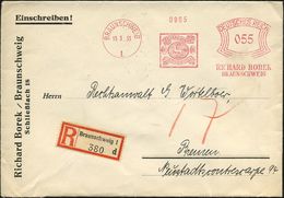 BRAUNSCHWEIG/ 1/ RICHARD BOREK 1933 (15.3.) AFS 055 Pf. = Alt-Braunschweig-Marke (mit Pferd) + Selbstbucher-RZ: Braunsch - Timbres Sur Timbres