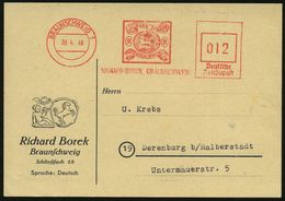 BRAUNSCHWEIG 1/ RICHARD BOREK.. 1946 (30.4.) Aptierter AFS = NS-Adler Entfernt Als Notmaßnahme Mit Alt-Braunschweig Nr.1 - Stamps On Stamps