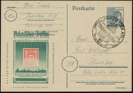 (10a) DRESDEN A1/ Philatel.Treffen 1948 (26.6.) SSt (Zwinger) Auf Amtl. P 12 Pf. Arbeiter + Zudruck: Philatelisten-Treff - Francobolli Su Francobolli