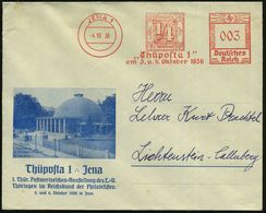 JENA/ "Thüposta 1"/ Am 3.u.4.Okt. 1936 (4.10.) Dekorat. AFS = Thurn & Taxis 1/4 Sgr. Auf Passendem SU.: Thüposta 1 (Zeis - Stamps On Stamps