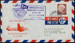 (16) FRANKFURT (MAIN)/ FLUGHAFEN 1954 (15.11.) 2K-Steg + Viol. HdN: ERÖFFNUNGSFLUG/ TRANS-POLAR-ROUTE/ EUROPA-/KALIFORNI - Arctische Expedities