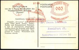HAMBURG/ 1/ HAMBURG-AMERIKA LINIE/ NORDLANDFAHRTEN/ HAL 1932 (7.7.) AFS 003 Pf. (Kreuzfahrtschiff) Auf Reederei-Telegram - Expediciones árticas