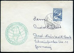 GRÖNLAND 1960 (1.9.) HWSt.: SDR. STRÖMFJORD (Gebäude) A.EF 60 Ö. "Mutter Des Meeers" (Wal-Motiv!) + Grüner HdN: Internat - Expéditions Arctiques