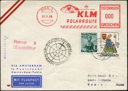 ÖSTERREICH 1958 (1.11.) Erstflug-Bf. (KLM): Amsterdam - Tokyo Via Nordpol (AS) AFS 000: WIEN 1/KLM/POLARROUTE (nördl. Gl - Arctische Expedities