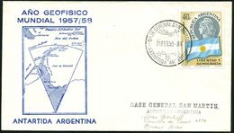 ARGENTINIEN 1959 (21.2.) 1K-HWSt.: BASE GENERAL SAN MARTIN/ ANTARTIDA.. = Marine-Antarktis-Basis (= Kreuz Des Südens Etc - Antarctische Expedities