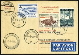 BELGIEN /  ÖSTERREICH 1957/58 5 + 2,50 F. Belg. Antarktis-Expedition (Huskies) U.a., 1K: BRUXELLES - BRUSSEL/B X T + Öst - Antarctische Expedities