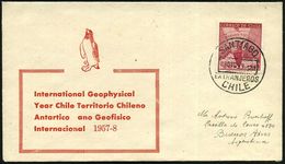 CHILE 1958 (29.12.) 40 P. "Internat. Geophysikalisches Jahr", EF + 1K: SANTIAGO , Klar Gest. Inl.-SU.: Internat. Geophys - Antarctische Expedities