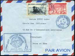 FRANZÖS.ANTARKTIS 1958 (9.4.) 1K: ARCHIPEL KERGUELEN/T.A.A.F. + Amtl. HdN: ANNEE GEOPHYSIQUE INTERNATIONALE (Globus-Logo - Expéditions Antarctiques