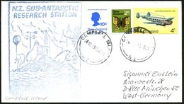 NEUSEELAND 1979 (26.11.) 1K: CAMPBELL ISLAND/N.Z. (neue Type) = Meteorolog. Station, 2x (1x Gering Undeutl.) + Blauer Hd - Spedizioni Antartiche