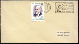 RUMÄNIEN 1977 (16.8.) 55 B. "Emil Racovita" Natur-u. Polar-Forscher, EF + Passender MWSt.: CLUJ-NAPOCA../80 De Ani/..EXP - Expéditions Antarctiques