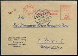 7 STUTTGART 19/ LANDESKRIMINALAMT/ Baden-Württemberg 1967 (4.1.) AFS + Viol. Hinweis-1L: W E S T , Dienst-Bf. Nach  W E  - Politie En Rijkswacht