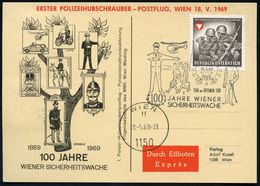 ÖSTERREICH 1969 (18.5.) SSt.: 1150 WIEN/1/100 JAHRE WIENER/SICHERHEITSWACHE (histor.u.mod. Polizist/ Kinder/ Helikopter) - Politie En Rijkswacht