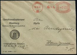 HAMBURG/ 36/ G. V. A. 1931 (15.10.) AFS = G Erichts-Vollzieher-Amt, Dekorat. Dienst-Bf. (Dü.E-1Ah) - JUSTIZ / STRAFVOLLZ - Policia – Guardia Civil