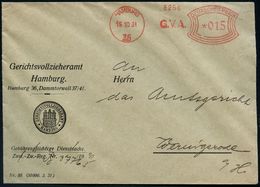 HAMBURG/ 36/ G. V. A. 1931 (15.10.) AFS = G Erichts-Vollzieher-Amt, Dekorat. Dienst-Bf. (Dü.E-1Ah) - JUSTIZ / STRAFVOLLZ - Polizia – Gendarmeria