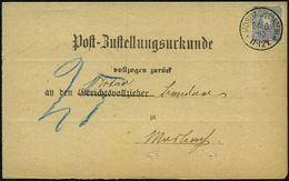 MOSBACH (BADEN)/ *a 1885 (24.8.) 1K Auf EF 20 Pfg. Adler, Blau , Glasklar Gest. "Post-Zustellurkunde", Seltenes Porto (M - Policia – Guardia Civil