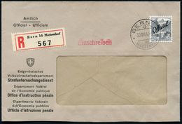 SCHWEIZ 1946 Dienst-Vordr-Bf: Eidgen. /Volkswirtschaftsdepartement/Strafuntersuchungsdienst ,EF 40 C. Dienst + RZ: Bern  - Policia – Guardia Civil