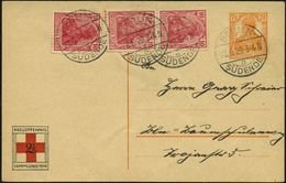 BERLIN-/ A/ SÜDENDE 1920 (22.6.) 1K-Steg Auf PP 7 1/2 Pf. Germania, Orange: KREUZPFENNIG 2 1/2 SAMMLUNG 1914 + Zusatzfra - Croix-Rouge