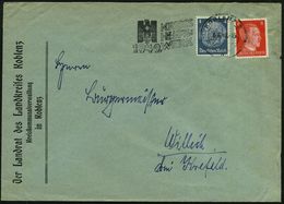 KOBLENZ 2/ N/ KRIEGS/ HILFS-/ WERK 1942 (6.6.) MWSt (NS-DRK-Logo) Klar Gest. Dienst-Bf.: Der Landrat D. Landkreises Kobl - Croce Rossa