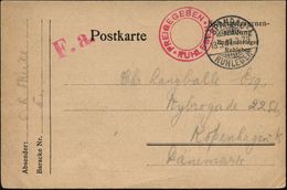 Berlin-Ruhleben 1917 (18.5.) 1K-Gitter: SPANDAU-/RUHLEBEN + Roter 2K: FREIGEGEBEN/RUHLEBEN + F.a. (= Fristgemäß Abgefert - Rotes Kreuz