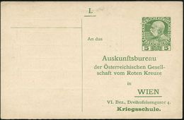 ÖSTERREICH 1914 5 H. Sonder-P. KFJ-Jubil., Grün: Auskunftsbureau Der Österre. Gesellschaft Vom Roten Kreuze Wien.. Krieg - Red Cross