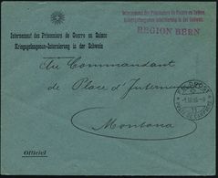 SCHWEIZ 1918 (1.3.) 1K-Steg: FELDPOST/11/POSTE DE CAMPAGNE + Roter 2L: Internement Des Prisonniers De Guerre En Suisse/  - Cruz Roja