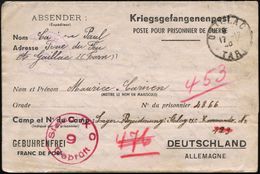 FRANKREICH /  DEUTSCHES REICH 1940 (17.12.) 1K: GAILLAC/TARN + Roter Zensur-1K: Stalag IC C/9/Geprüft = Bad Sulza (Wo.42 - Cruz Roja