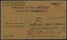 FRANKREICH /  USA /  DEUTSCHES REICH 1944 (12.12.) Roter Zensur-1K-MaSt.: PASSED BY/ EXAMINER/ BASE/1089/ARMY = US.-Kgf. - Red Cross