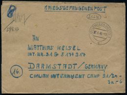 (21) LENGERICH (WESTF)1/ D 1946 (7.6.) 2K-Steg Auf.Kgf-Bf An Das Internierungslager Darmstadt (Camp 91) Für NS-Belastete - Red Cross