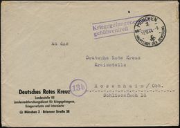 MÜNCHEN/ 2/ HDB 1944 (17.10.) HWSt. + Viol. 2L: Kriegsgefangenenpost/gebührenfrei , Dienst-Bf.: DRK/Landesstelle VII/ La - Rode Kruis