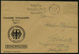 ERFURT/ A1a/ Rechtzeitig/ Postreisescheck/ Besorgen! 1932 (7.11.) MWSt + 6 Wellen Rechts, Teils Sütterlin, Dienst-Bf.: F - Medizin