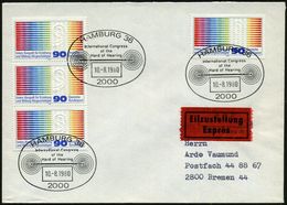 2000 HAMBURG 36/ Internat.Congress/ Of The/ Hard Of Hearing 1980 (10.8.) SSt = Akustik-Symbol 3x Auf Reiner MeF: 4x 90 P - Medizin