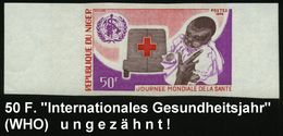 NIGER 1976 50 F. "Welt-Gesundheitstag" WHO,  U N G E Z.  Randstück = Kind , Rotkreuz-Sanka, WHO-Logo , Postfr., Selten!  - Geneeskunde