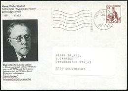 8000 MÜNCHEN 75/ 302/ GEBÜHR BEZAHLT 1984 (Mai) MaWellenSt. = VE, Absenderstempel Fa. Diucomb Auf PU 35 Pf. Burgen, Brau - Medizin