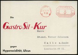 DRESDEN A 1/ *IV 1934 (12.10.) PFS 3 Pf. Auf Zweifarbiger Reklame-Kt.: Gastro-Sil-Kur (rs. 5 Medikamenten-Packungen) Inl - Pharmacie