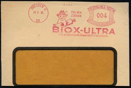 DRESDEN A/ 28/ Für Die/ Zähne/ BIOX-ULTRA... 1935 (24.9.) Dekorativer AFS = Figur Mit Gr- Zahnpasta-Tube Klar Auf Teil-V - Pharmacy