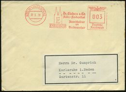 KÖLN-LINDENTHAL/ Dr.Eicken & Co/ RHEINDOM/ Unmittelbar/ An/ Verbraucher 1938 (20.5.) AFS (Dom-Silhouette) Auf Inl.Bf. (D - Farmacia