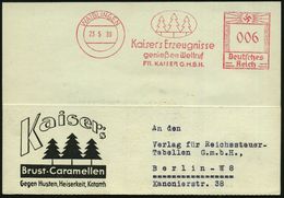 WAIBLINGEN/ Kaiser's Erzeugnisse/ Genießen Weltruf/ FR.KAISER GMBH. 1939 (23.5.) AFS (Logo: 3 Tannen) Motivgl. Reklame-K - Apotheek